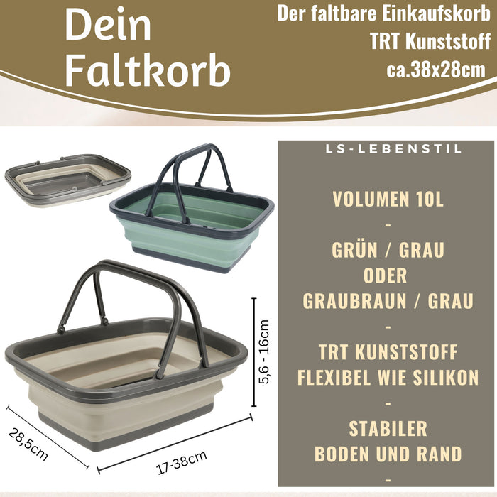 KI-generiertes Bild,Flexibler Einkaufskorb 10L 38x28cm faltbar mit Griff Faltkorb Wassereimer Camping