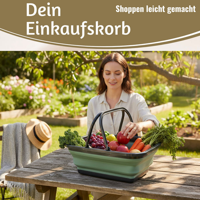 KI-generiertes Bild,Flexibler Einkaufskorb 10L 38x28cm faltbar mit Griff Faltkorb Wassereimer Camping