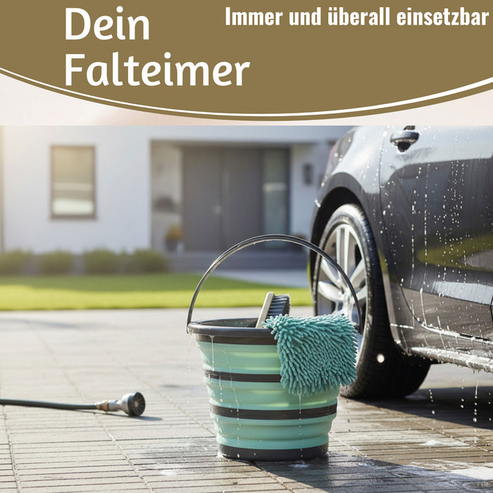KI-generiertes Bild,Flexibler Putzeimer 10L 35x24cm faltbar mit Griff Falteimer Wassereimer Camping