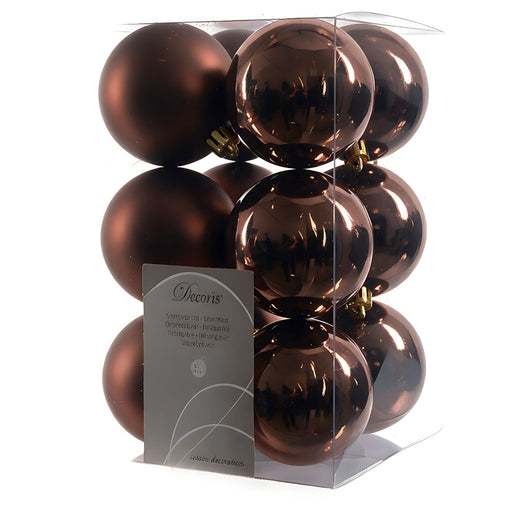KI-generiertes Bild 12 Design Weihnachtskugeln 6cm Braun Espresso Set Kunststoff Weihnachtsbaum-Deko