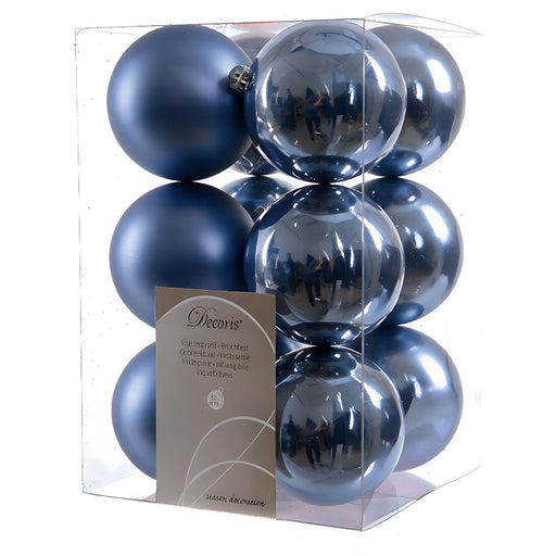 KI-generiertes Bild 12 Design Weihnachtskugeln 6cm Dämmerungsblau Set Kunststoff Weihnachtsbaum-Deko