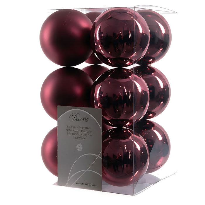 KI-generiertes Bild 12 Design Weihnachtskugeln 6cm Dunkelrosa Set Kunststoff Weihnachtsbaum-Deko