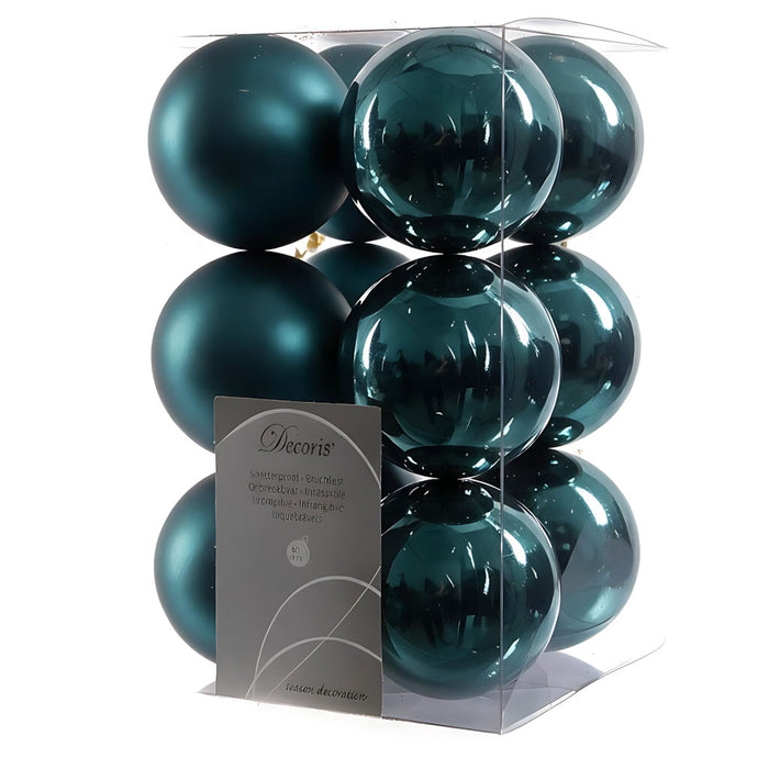 KI-generiertes Bild 12 Design Weihnachtskugeln 6cm Smaragd Set Kunststoff Weihnachtsbaum-Deko