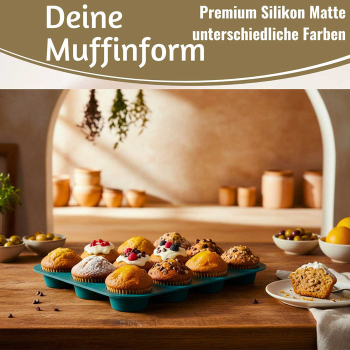 KI-generiertes Bild,2x 12´er Silikon Muffinform Set Cupcake Brownie Muffinblech