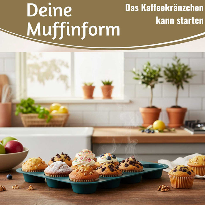 KI-generiertes Bild,2x 12´er Silikon Muffinform Set Cupcake Brownie Muffinblech