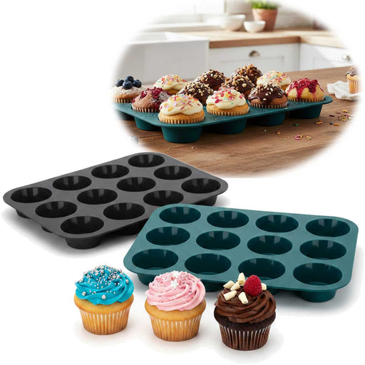 KI-generiertes Bild 2x Silikon Muffinform 33x25cm für 12 Muffins Backform Muffinblech Cupcake Brownie