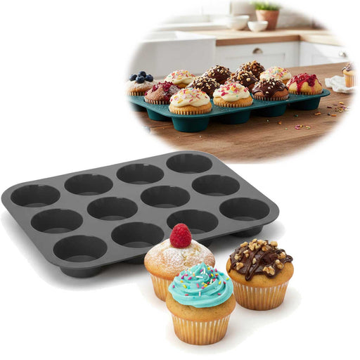 KI-generiertes Bild Silikon Muffinform 33x25cm für 12 Muffins Backform Muffinblech Cupcake Brownie