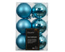 KI-generiertes Bild,12 Design Weihnachtskugeln 6cm Folk Blue Set Kunststoff Weihnachtsbaum-Deko