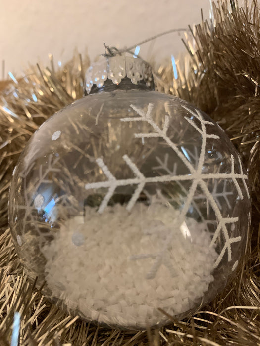 KI-generiertes Bild,3 Design Weihnachtskugeln 8cm Klar Gefüllt Kunststoff Dekokugel Baumkugel