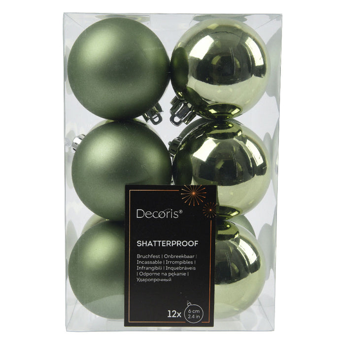 KI-generiertes Bild 12 Design Weihnachtskugeln 6cm Grün Rosmarin Set Kunststoff Weihnachtsbaum-Deko