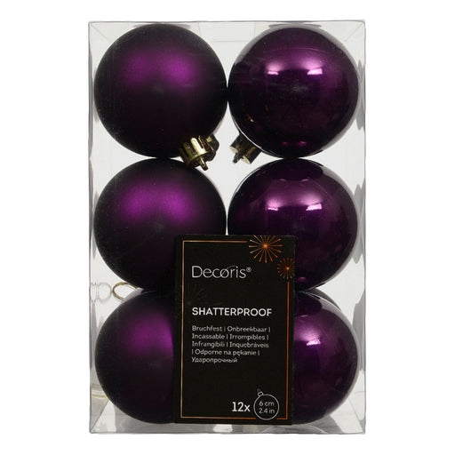 KI-generiertes Bild 12 Design Weihnachtskugeln 6cm Feige Lila Set Kunststoff Weihnachtsbaum-Deko