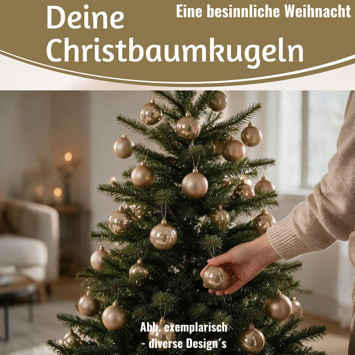 KI-generiertes Bild,12 Design Weihnachtskugeln 6cm Braun Espresso Set Kunststoff Weihnachtsbaum-Deko