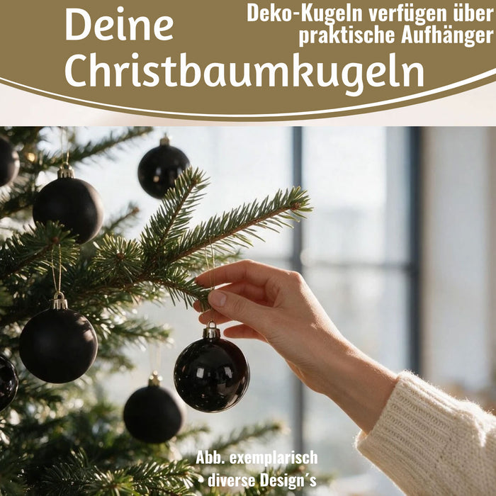 KI-generiertes Bild,12 Design Weihnachtskugeln 6cm Braun Espresso Set Kunststoff Weihnachtsbaum-Deko