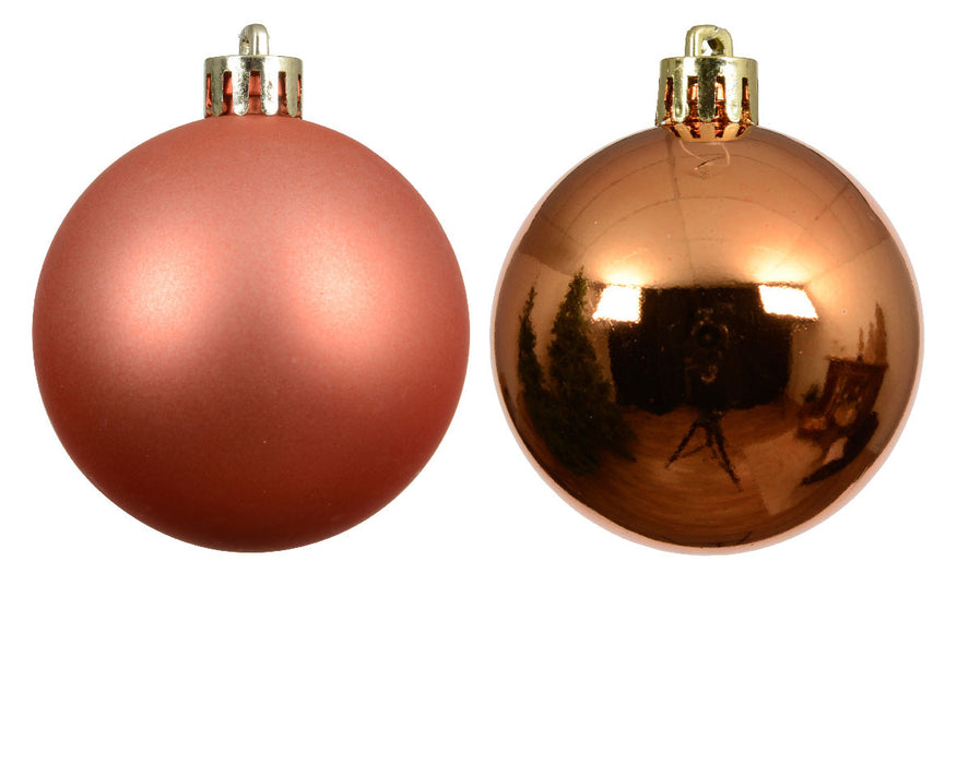 KI-generiertes Bild,12 Design Weihnachtskugeln 6cm Orange Set Kunststoff Weihnachtsbaum-Deko