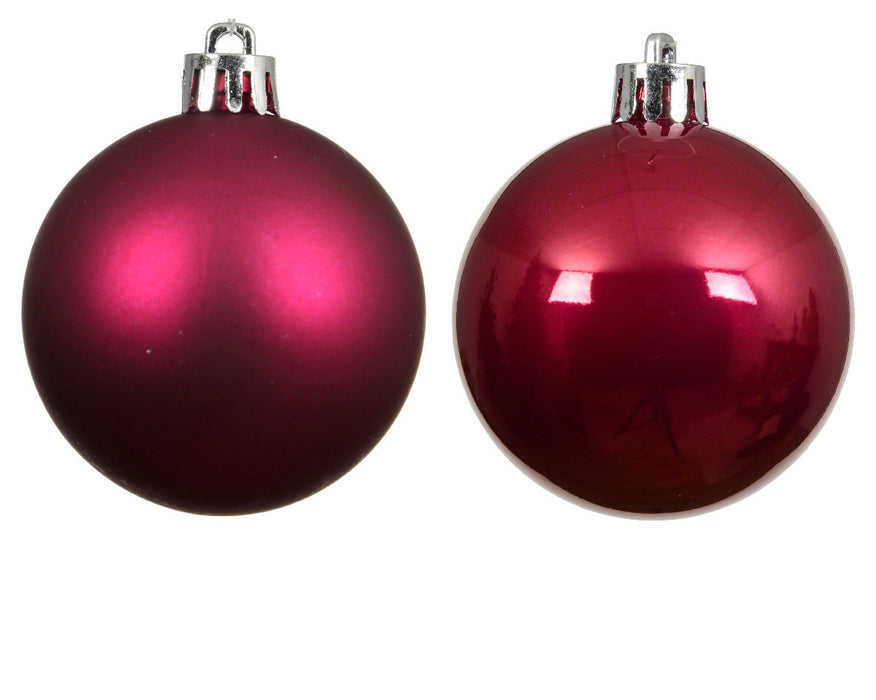 KI-generiertes Bild,12 Design Weihnachtskugeln 6cm Festive Pink Set Kunststoff Weihnachtsbaum-Deko