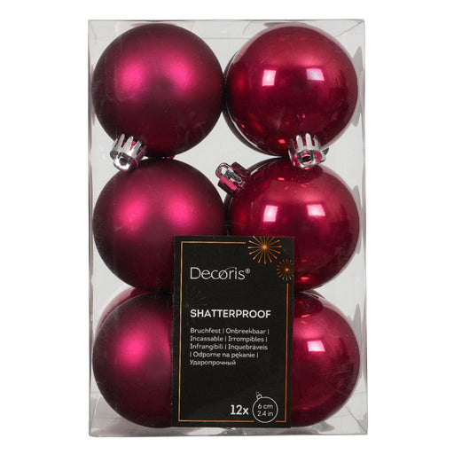 KI-generiertes Bild 12 Design Weihnachtskugeln 6cm Festive Pink Set Kunststoff Weihnachtsbaum-Deko