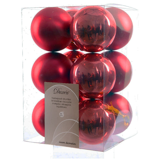KI-generiertes Bild 12 Design Weihnachtskugeln 6cm Rot Set Kunststoff Weihnachtsbaum-Deko