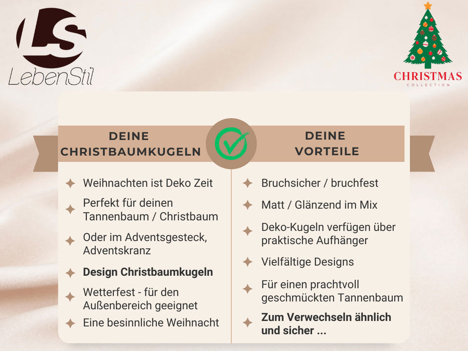 KI-generiertes Bild,12 Design Weihnachtskugeln 6cm Festive Pink Set Kunststoff Weihnachtsbaum-Deko
