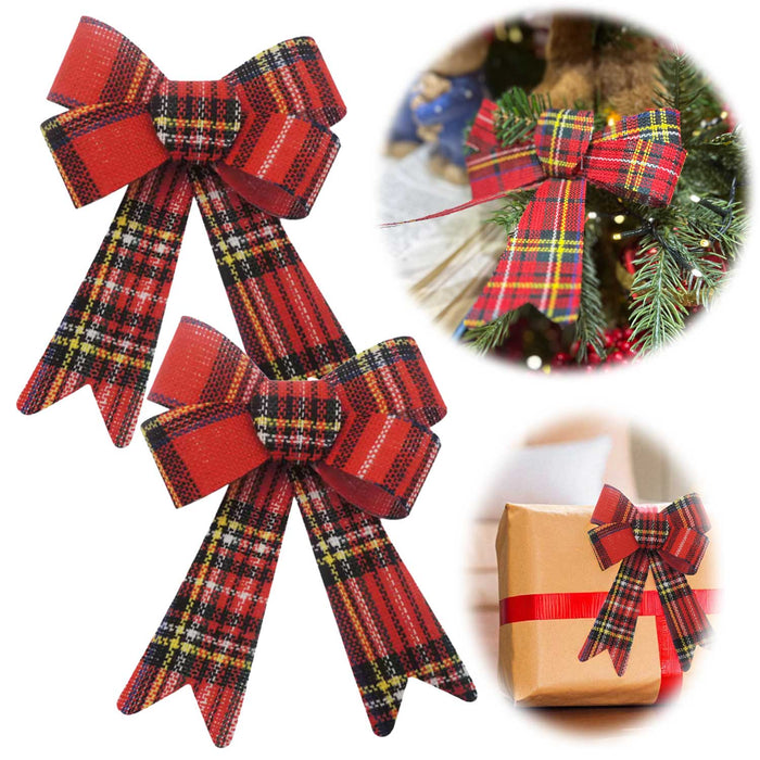 KI-generiertes Bild 2x XL Weihnachtsschleife Set 17cm Kariert Schleife für Weihnachts-Deko