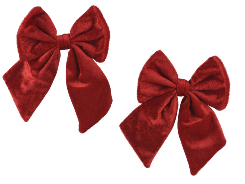 KI-generiertes Bild,2x XL Weihnachtsschleife Set 17cm Samt Rot Schleife für Weihnachts-Deko