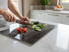 KI-generiertes Bild,2´er Set Glas Herdabdeckplatten Schiefer 52x30cm Glasschneidebrett Schneidebrett