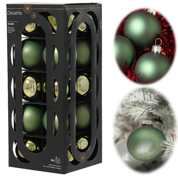 KI-generiertes Bild 18-20 Design Glas Weihnachtskugeln 6cm Grün Rosmarin Christbaum Dekokugel