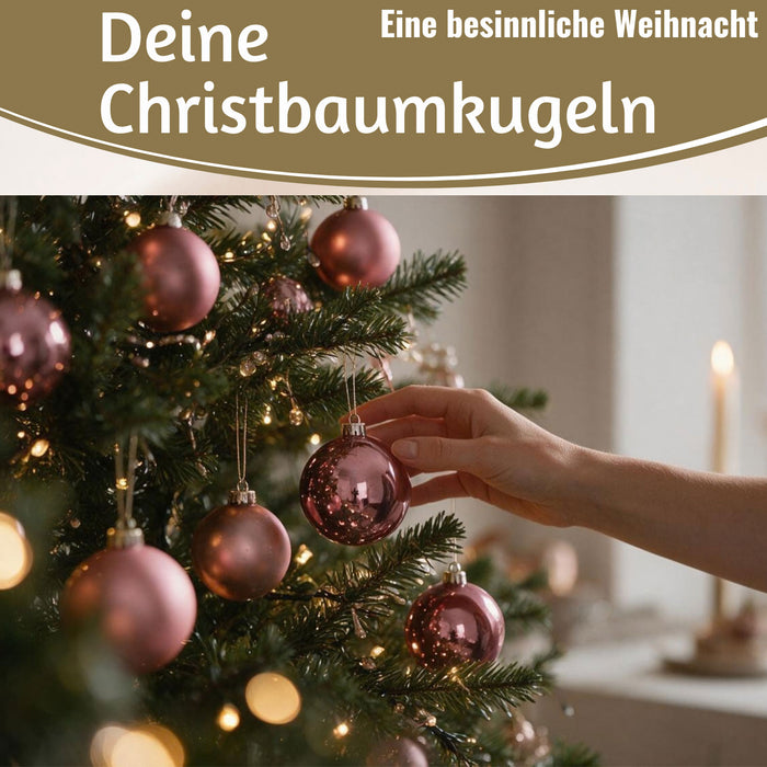 KI-generiertes Bild,18-20 Design Glas Weihnachtskugeln 6cm Blütenrosa Christbaum Dekokugel
