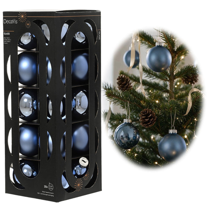 KI-generiertes Bild 18-20 Design Glas Weihnachtskugeln 6cm Blau Dämmerungsblau Christbaum Dekokugel