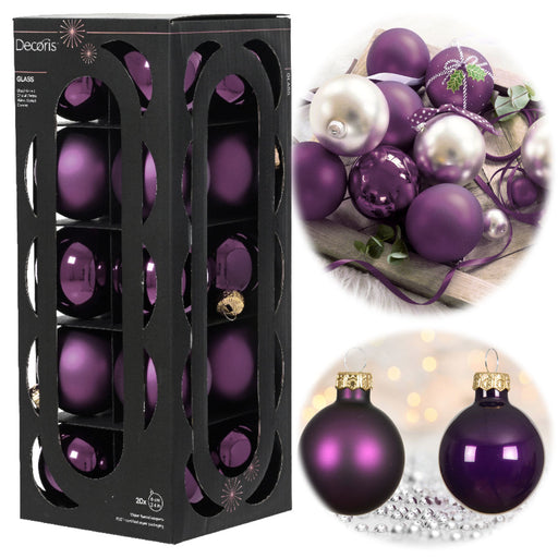 KI-generiertes Bild 18-20 Design Glas Weihnachtskugeln 6cm Lila Feige Christbaum Dekokugel
