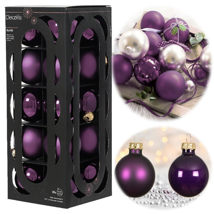 KI-generiertes Bild 18-20 Design Glas Weihnachtskugeln 6cm Lila Feige Christbaum Dekokugel