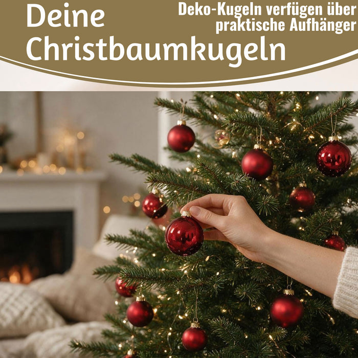 KI-generiertes Bild,18-20 Design Glas Weihnachtskugeln 6cm Rot Ochsenblut Christbaum Deko