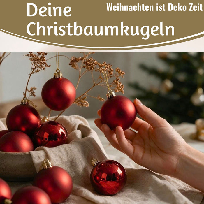 KI-generiertes Bild,18-20 Design Glas Weihnachtskugeln 6cm Rot Ochsenblut Christbaum Deko