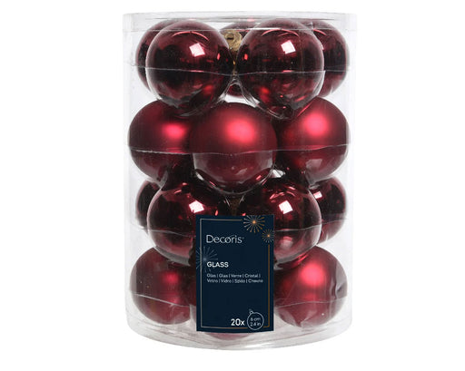 KI-generiertes Bild,18-20 Design Glas Weihnachtskugeln 6cm Rot Ochsenblut Christbaum Deko