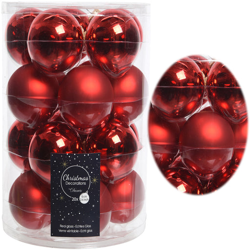 KI-generiertes Bild 18-20 Design Glas Weihnachtskugeln 6cm Rot Weihnachtsrot Christbaum Deko