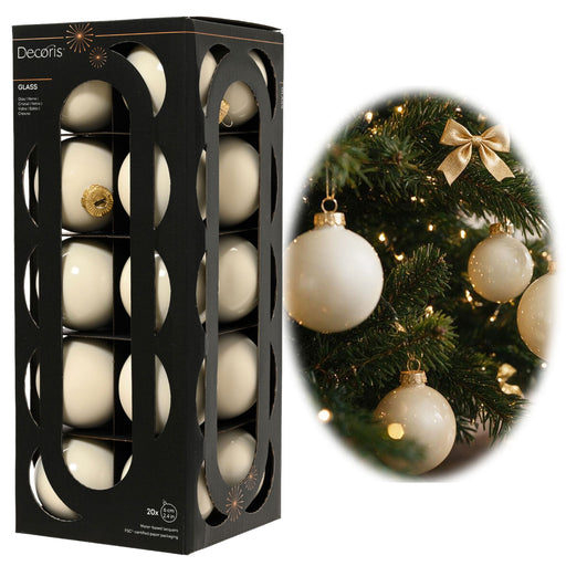KI-generiertes Bild 18-20 Design Glas Weihnachtskugeln 6cm Woll-Weiß Christbaum Dekokugel