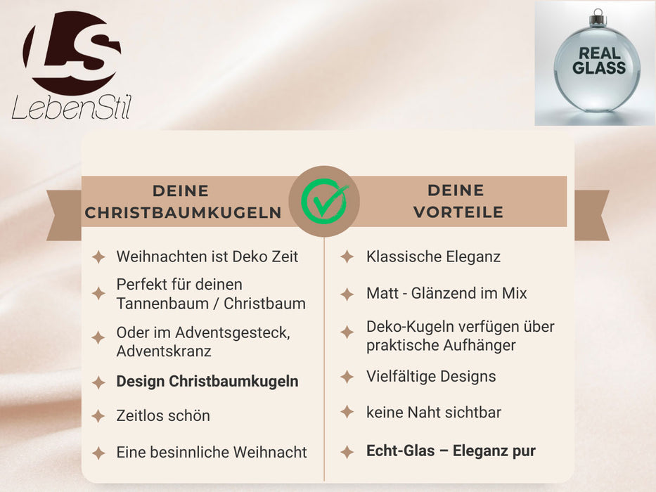 KI-generiertes Bild,4 XL Glas Weihnachtskugeln 8cm Grau - Warm Grey - Christbaum Dekokugel