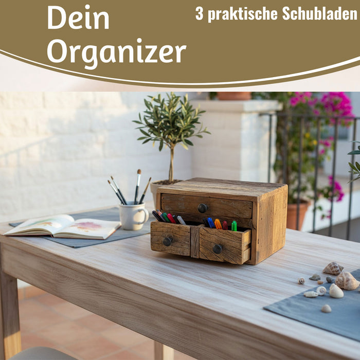 KI-generiertes Bild,Vintage Aufbwahrungsbox 30cm Schubladenbox Holzbox Ordnungsbox