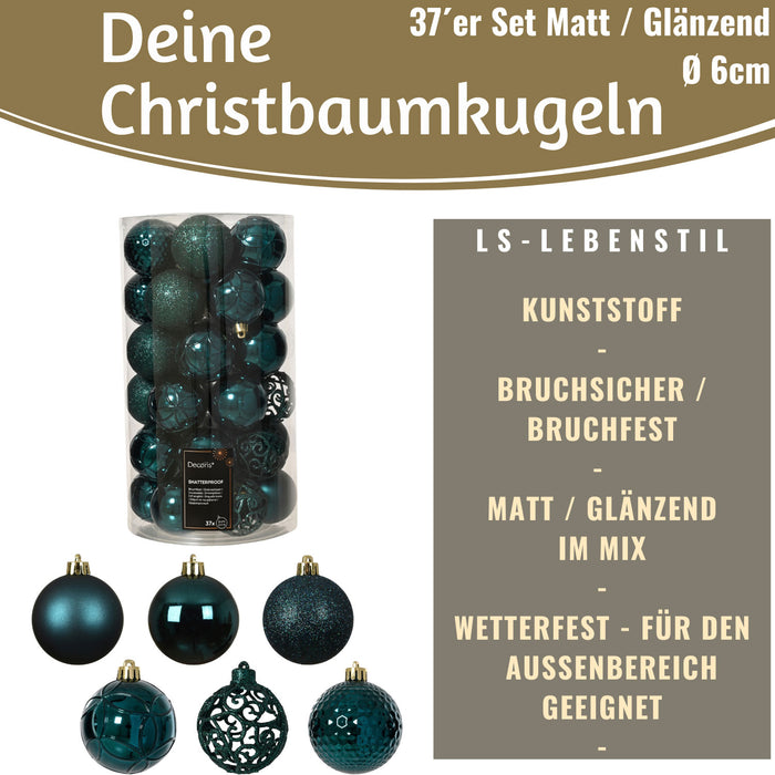 KI-generiertes Bild,12 Design Weihnachtskugeln 6cm Brandy Set Kunststoff Weihnachtsbaum-Deko