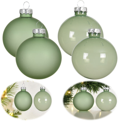 KI-generiertes Bild 4 XL Glas Weihnachtskugeln 8cm Grün - Green Matcha - Christbaum Dekokugel
