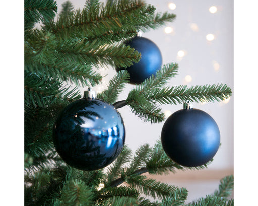 KI-generiertes Bild,12 Design Weihnachtskugeln 6cm Blau Set Kunststoff Weihnachtsbaum-Deko