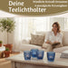 KI-generiertes Bild,4´er Set Glas Teelichthalter Retro Blau 7cm Teelichtglas Windlicht-Halter