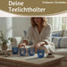 KI-generiertes Bild,4´er Set Glas Teelichthalter Retro Blau 7cm Teelichtglas Windlicht-Halter