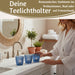 KI-generiertes Bild,4´er Set Glas Teelichthalter Retro Blau 7cm Teelichtglas Windlicht-Halter