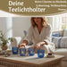 KI-generiertes Bild,4´er Set Glas Teelichthalter Retro Blau 7cm Teelichtglas Windlicht-Halter