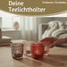 KI-generiertes Bild,4´er Set Glas Teelichthalter Retro Rosa Rose 7cm Teelichtglas Windlicht-Halter