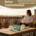 KI-generiertes Bild,4´er Set Glas Teelichthalter Retro Türkis 7cm Teelichtglas Windlichthalter