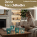 KI-generiertes Bild,4´er Set Glas Teelichthalter Retro Türkis 7cm Teelichtglas Windlichthalter