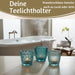 KI-generiertes Bild,4´er Set Glas Teelichthalter Retro Türkis 7cm Teelichtglas Windlichthalter