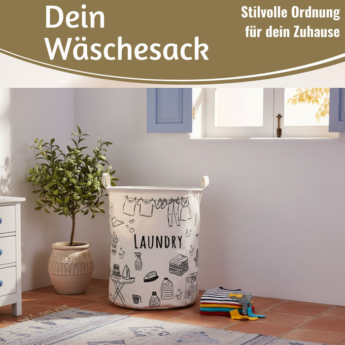 KI-generiertes Bild,Wäschesack Wäschekorb Canvas Laundry 50cm Faltbar Wäschesammler Wäschetruhe