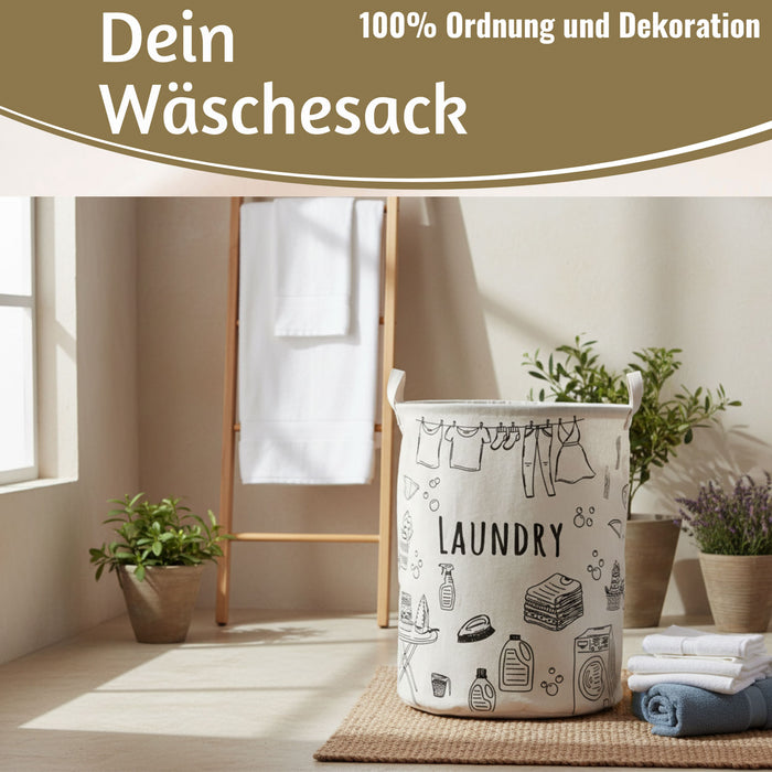KI-generiertes Bild,Wäschesack Wäschekorb Canvas Laundry 50cm Faltbar Wäschesammler Wäschetruhe